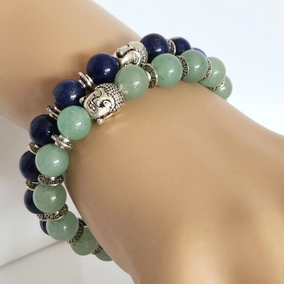 Aventurine and Lapis Lazuli Stretch Bracelets - Picture 5 of 5